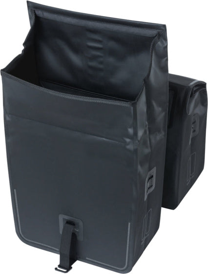 Basilikum Urban Trockener Doppelfahrradbeutel, wasserdicht, 50 l, Matt Schwarz
