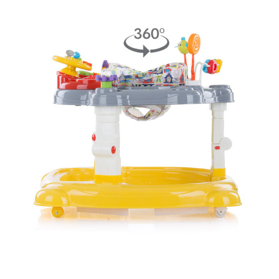 Chipolino Joya Lux 4-en-1 Chaise de marche 360 ​​° Rotation Pliage Jaune