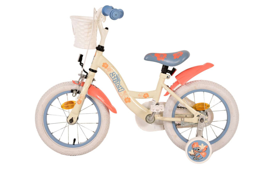 Disney Stitch Rower dziecięcy - dziewczyny - 14 -calowy - kremowy koralowy błękit