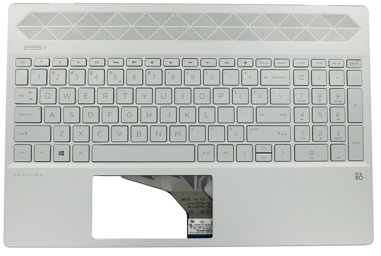 HP Laptop Keyboard Qwerty US + Top Cover, BL-Zilver