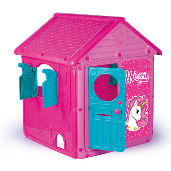 Dolu My 1. Unicorn House Playhouse med dørklokke lyserød blå