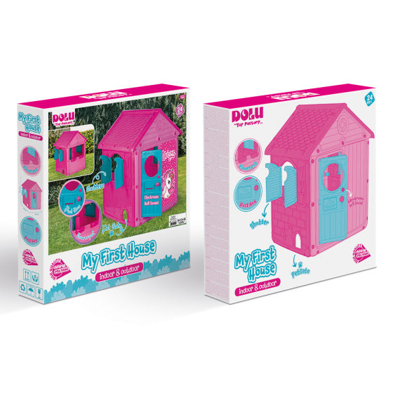 Dolu My 1. Unicorn House Playhouse med dørklokke lyserød blå
