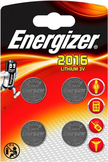 Energizer Lithium 3V button cell batteries (CR2016) 4 pieces