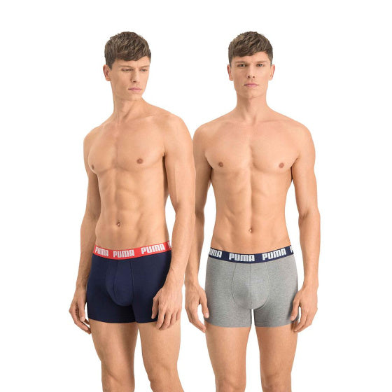 Puma Basic Boxer Short Men (Pack of 2) Šedá modrá velikost l