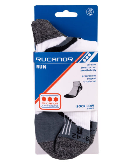 Rucanor Running Socken kurz 2-Pack weiß grau Größe 35-38