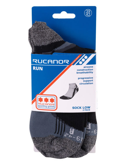 Rucanor Running Socks Short 2-Pack sort størrelse 43-46