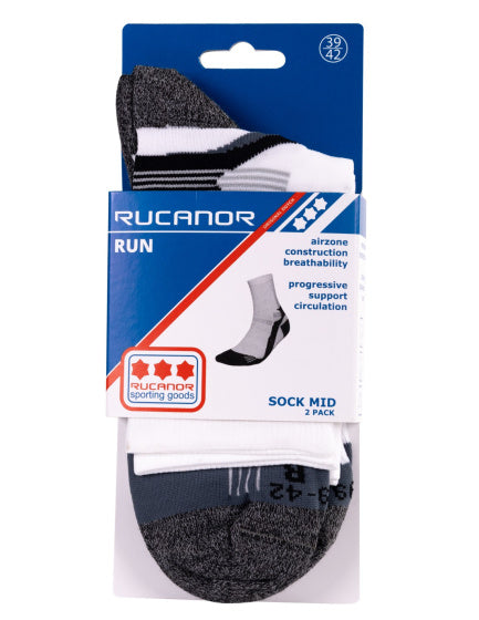 Rucanor Hardloopsokken lang 2-pack wit grijs maat 39-42