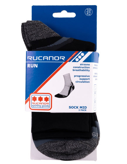 Rucanor Running Socken lang 2-Pack Schwarz Größe 43-46