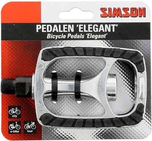 Pedaler sæt elegant 9 16 tommer sølv sort