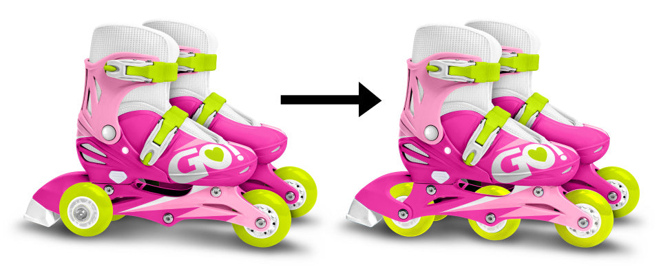 Skids Kontroll Inline Skates Erkenntbar rosa Wäissgréisst 27-30