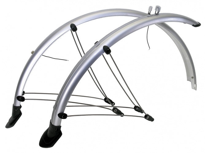 M-Wave Fender Set 60mm plastica da 28 pollici in argento