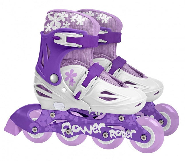 Inline -Skates Verstellbare lila weiße Größe 30 33