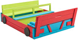 Swinging Sandbox Auto 120 x 100 x 20 cm Holz blo gréng rout