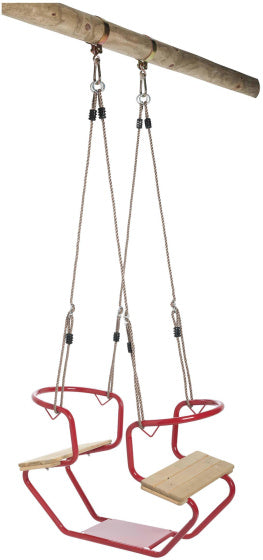 Swinging duo Swing 92 x 44 x 53 cm ocelový dřevo červená přírodní