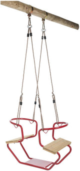 Swinging duo Swing 92 x 44 x 53 cm ocelový dřevo červená přírodní