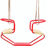 Swinging duo Swing 92 x 44 x 53 cm ocelový dřevo červená přírodní