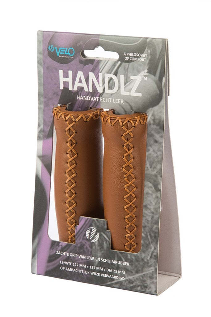 Velo Handle leather 128mm brown - Soft, moisture -regulating, damping