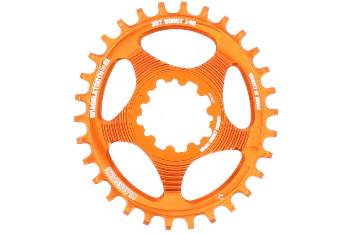Schwarzklappkettenblatt Snoggletooth Oval Sram Spline 30 3mm Offset Orange