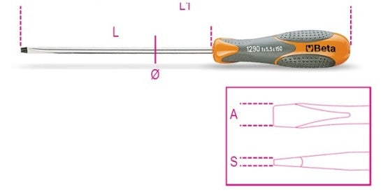 Beta 1290 Režalni izvijač 1,2x6.5x150