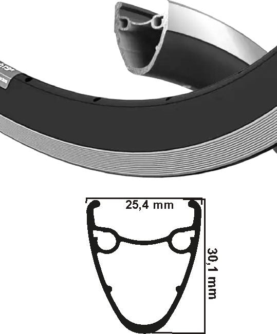 Ryde Rim Nizozemca 19 R 28 palcev (622) Črno srebro 32 luknje 14G