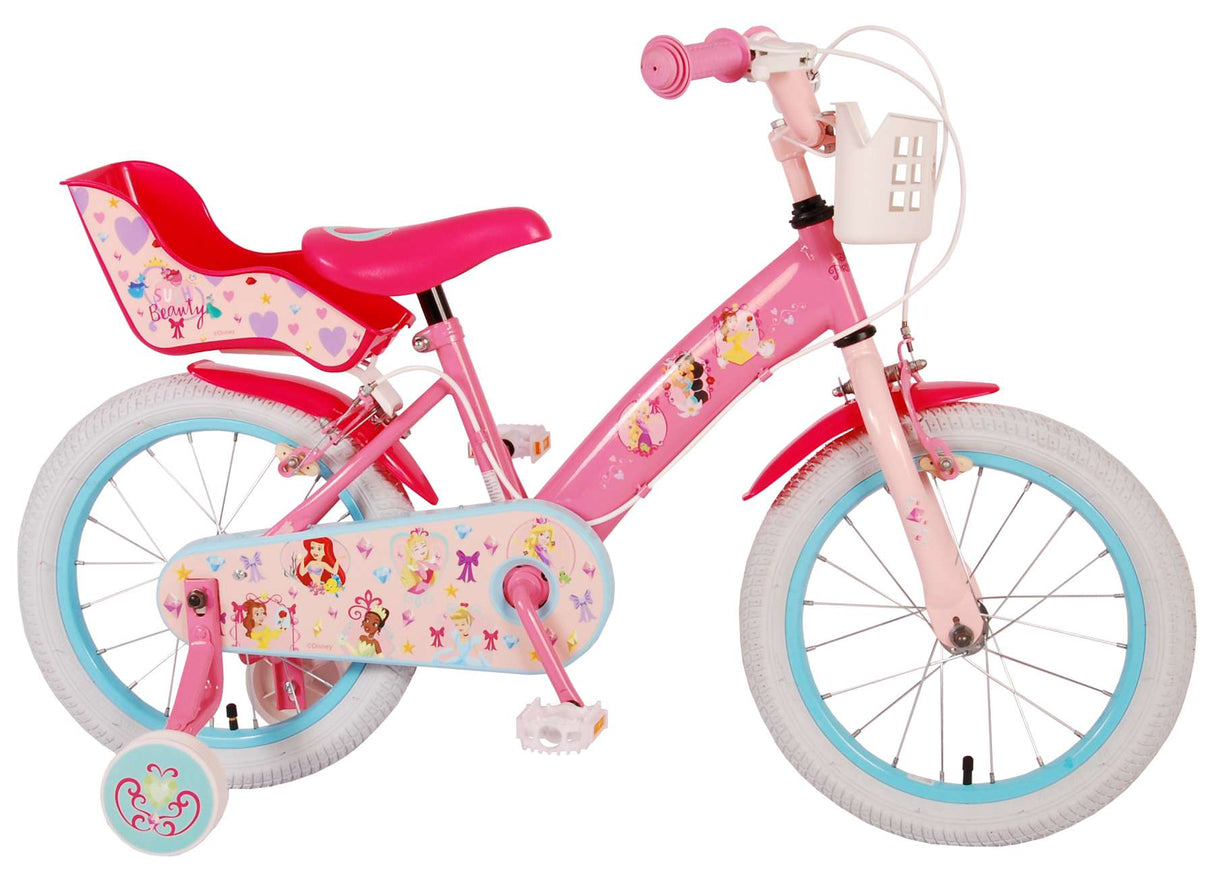 Disney Prinzessin Kanner Vëlo Meedercher 16 Zoll rosa zwee Handbremsen