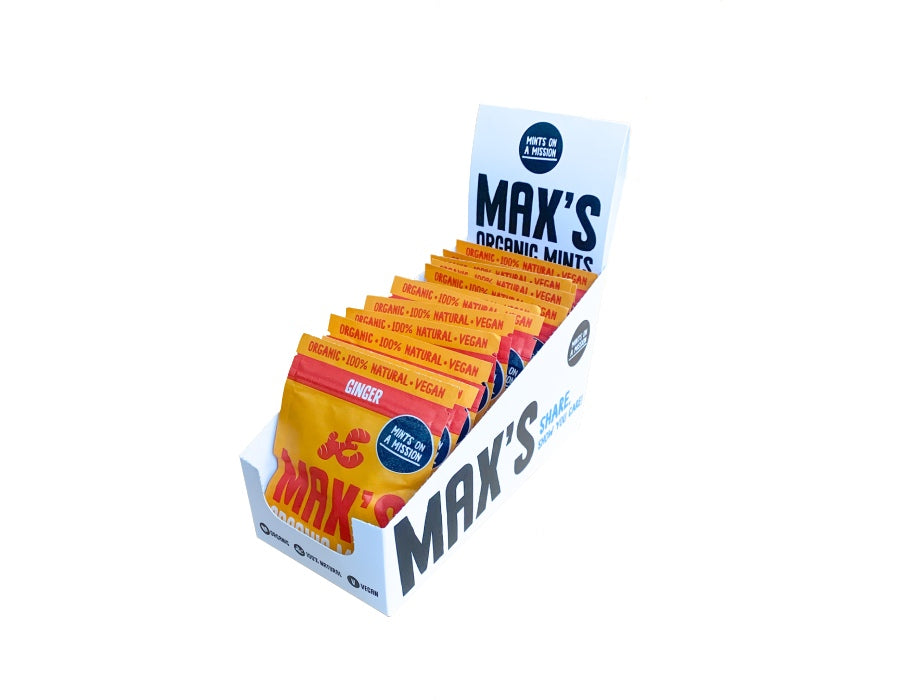 Max Organic Mints Ginger Mints Display 12 pieces (17gr)
