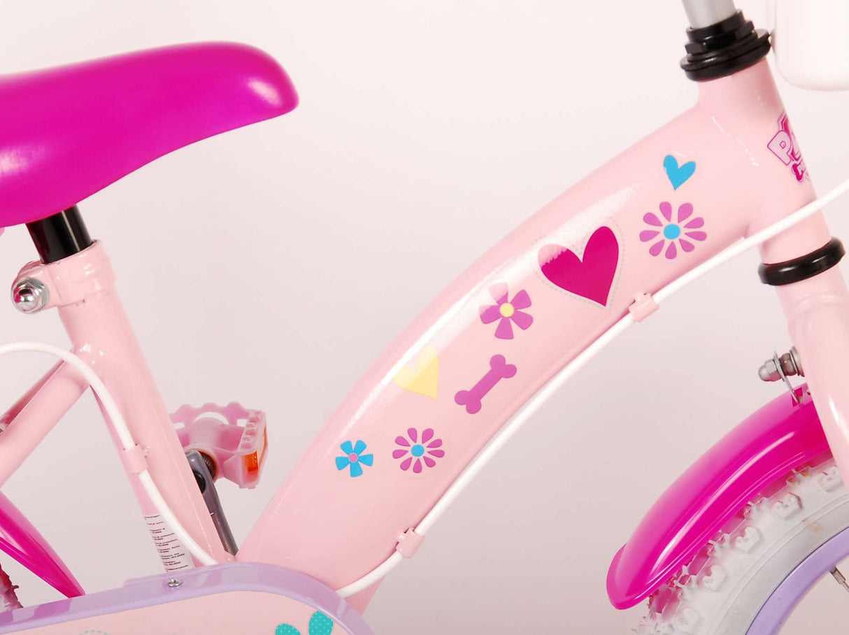 Patt patrulle Kanner Vëlo Meedercher 14 Zoll rosa zwee Handbremsen