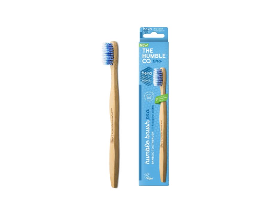 Skrbni Co. Zobna ščetka Bamboo pro Hexatech spiralno mehka modra