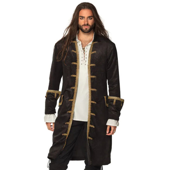 Boland piratjakke Mænd polyester sort guldstørrelse 50