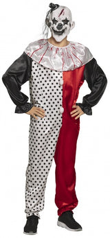 Boland Psycho Clown kostuum heren zwart rood wit maat M L