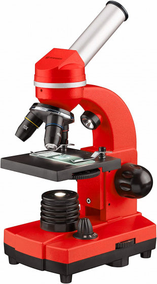 Bresser Microscope Junior 29 cm ocelový červená 28-dílná