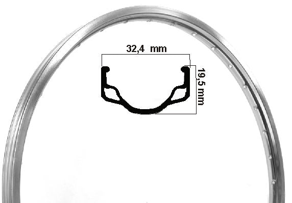 Ryde Velg hl32 Eetroam8 Zoll (635) poléiert Alu 36 Lächer 14g