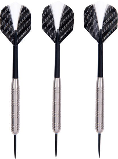 Longfield Darts Steeltip Dartspijl sett 23 gram sølv svart 3 stykker