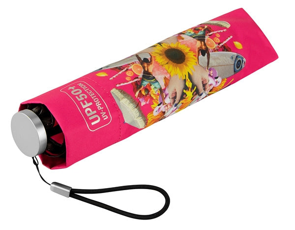 Ombrello minimax UPF50+ 92 cm in poliestere rosa nero
