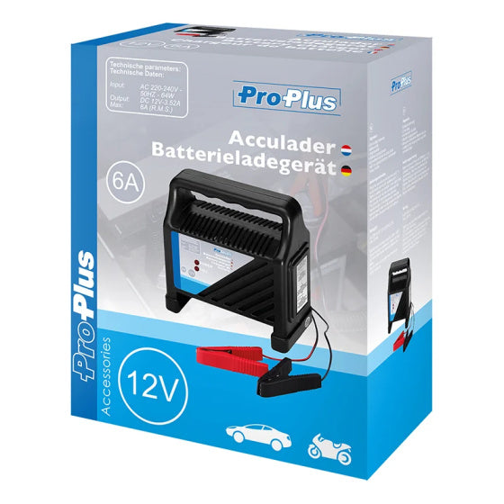 Caricatore della batteria Proplus 12 volt 6 ampère 20+ah nero