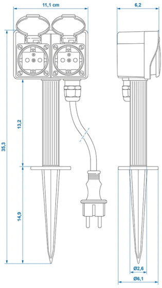 PLLUST GARD GARD SOCET PUKOO 2-FOLD 2 MET 3X2.5MBILULK. Schwaarz