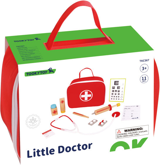 Tooky Toy Little Doctor wooden play set Red 11-piece