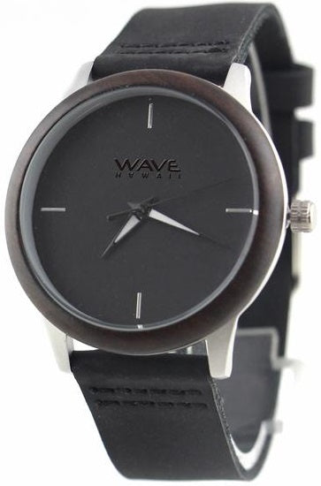 Wave Hawaii Se borger Miyota Ladies 4 cm træ læder sort