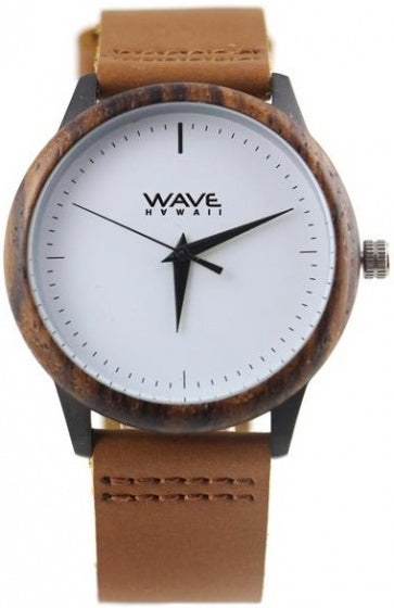 Wave Hawaii Watch Zebra Ladies da 4 cm in pelle in legno marrone